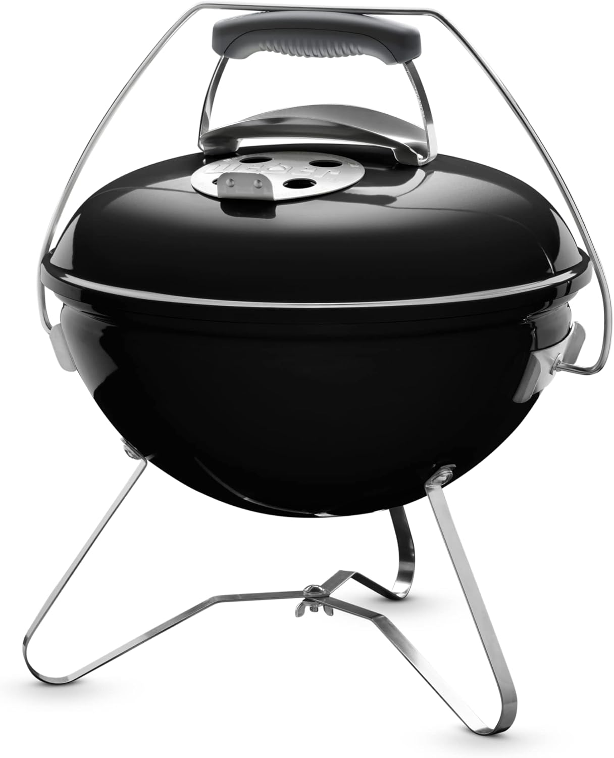 Weber Smokey Joe Premium Charcoal Grill Barbeque, 37Cm | Portable BBQ Grill with Tuck-N-Carry Lid Cover & Plated Steel Legs | Folding Outdoor Cooker | Porcelain-Enamelled Bowl - Slate Blue (1126804)