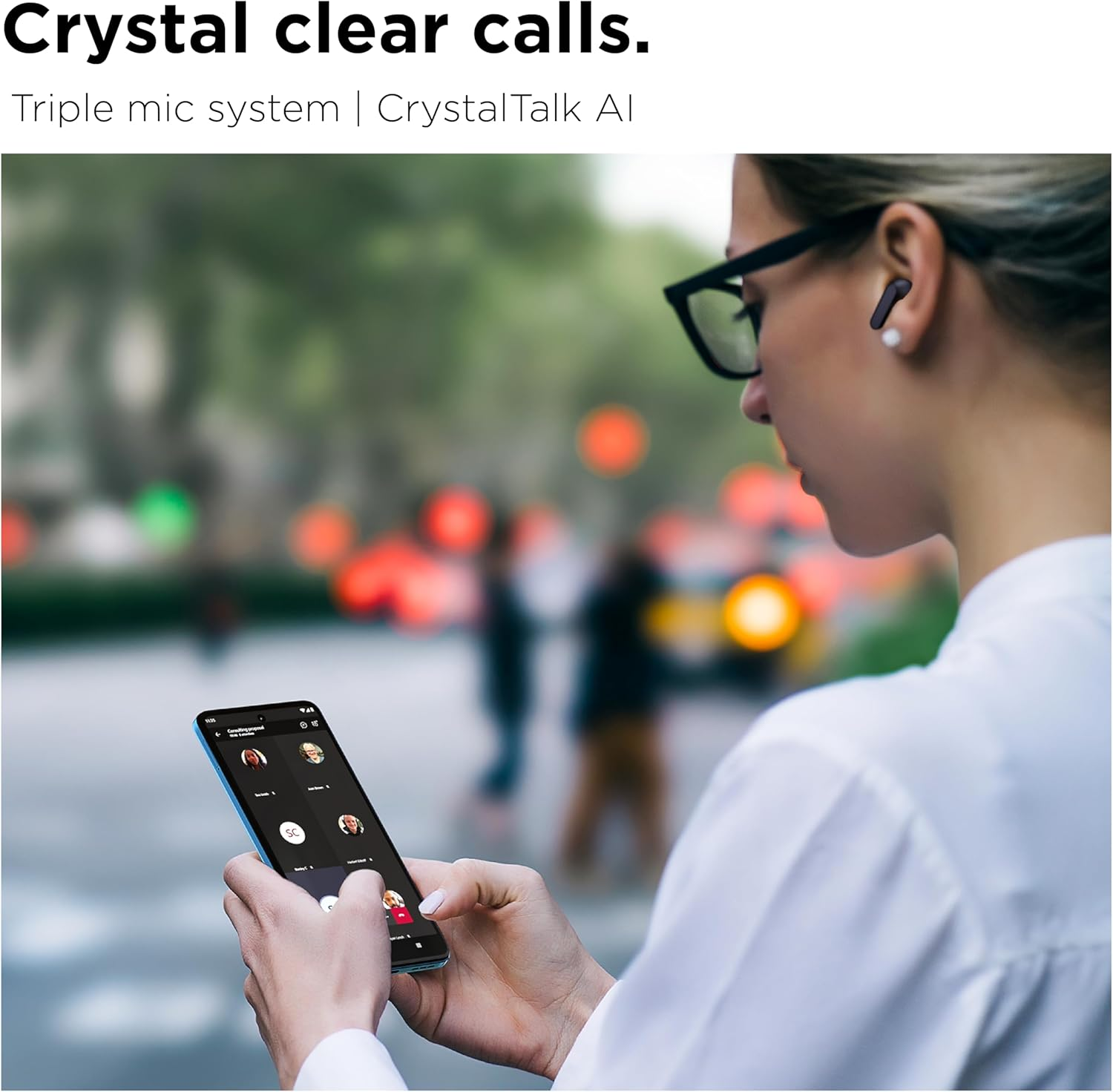 Motorola Moto Buds (Bluetooth 5.3 Earbuds, Hi-Res Sound, Dolby Atmos, Active Noise Cancellation, Wireless Charging, up to 42 Hours Battery Life, 3-Way Microphone System) Starlight Blue image number 3