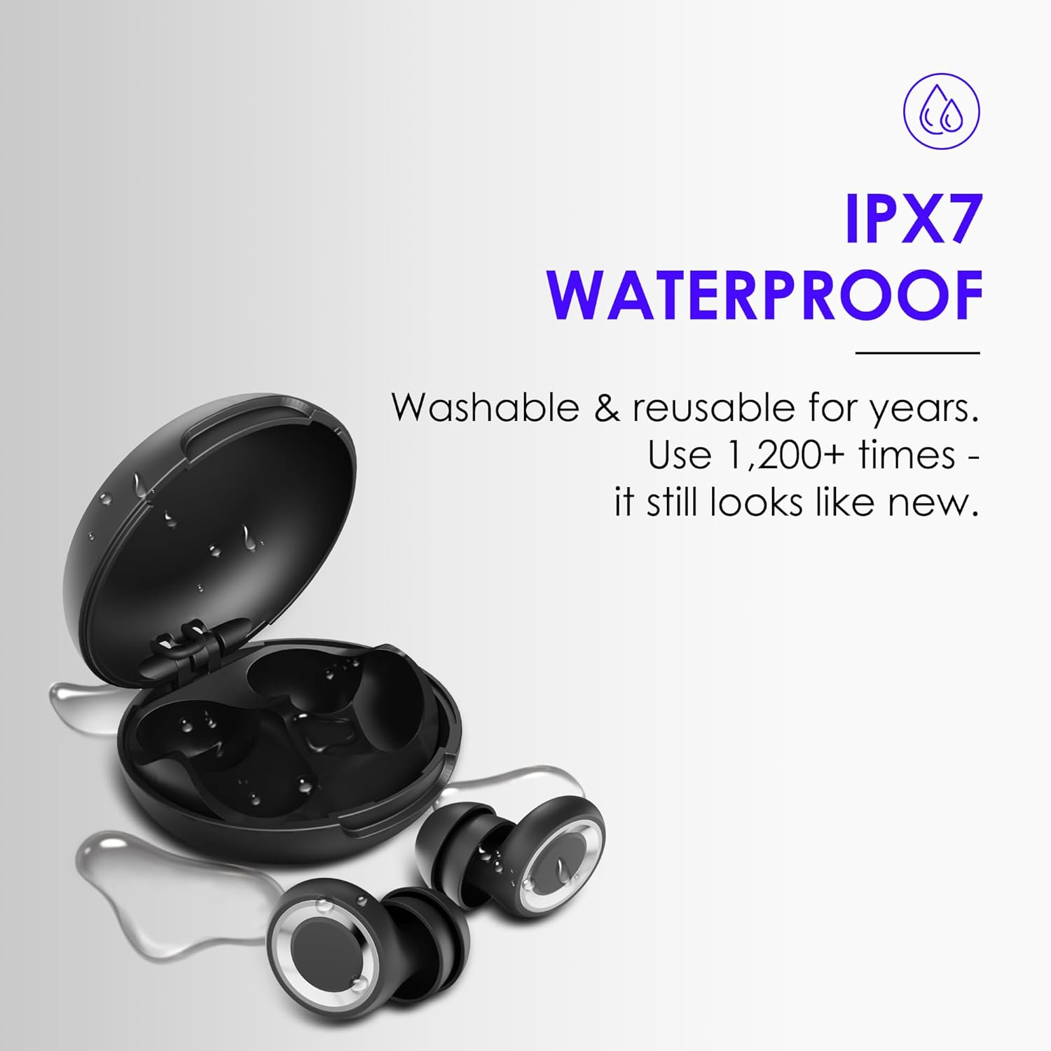 Eixniex Ear Plugs for Sleeping - Single+Double Tips with 46Db Noise Reduction, Eco-Durable Silicone | 8 Pairs Custom Tips (XS - L) | Top-Layer Seal Tech for Sleep, Focus, Travel image number 6