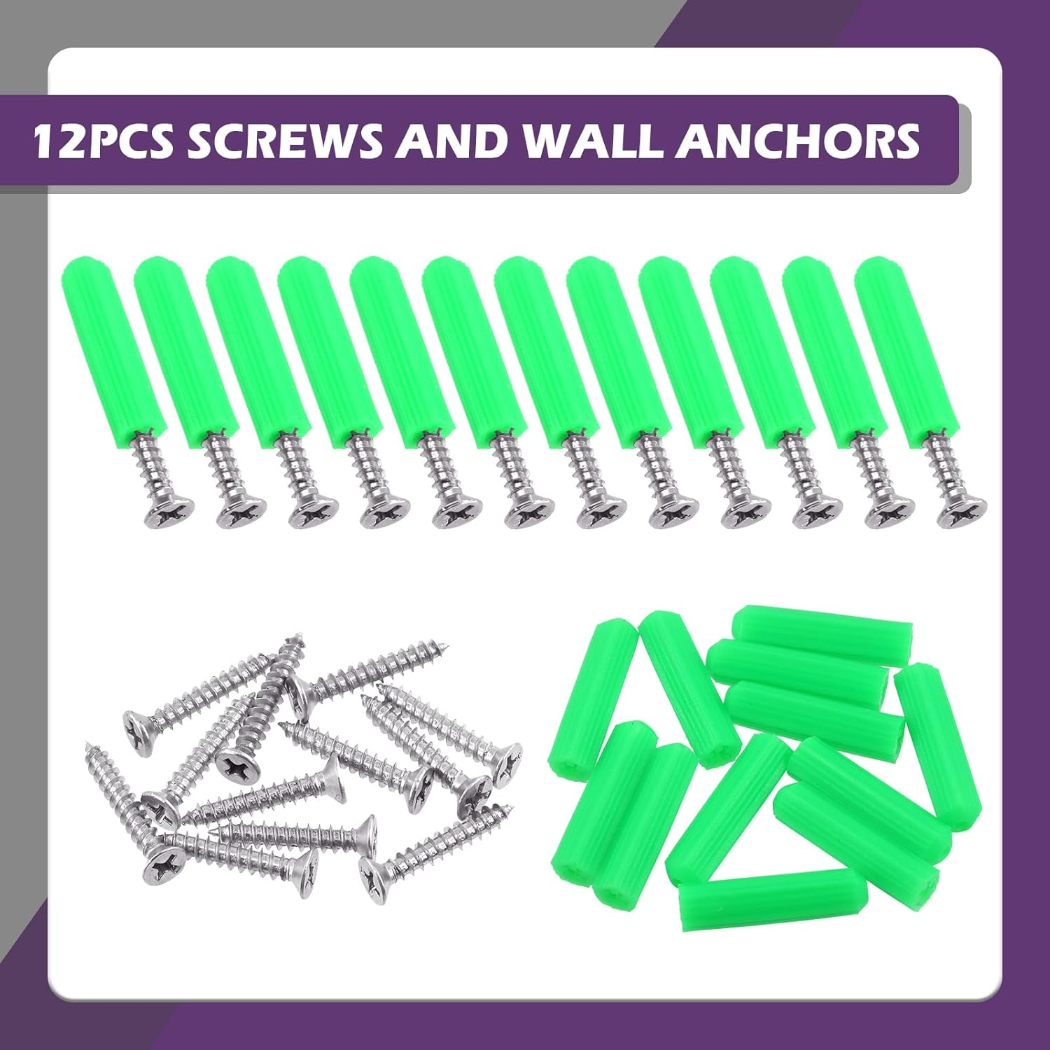 Swpeet 12 Sets 5/8" X 2" Silver Stainless Steel Standoff Screws, Wall Standoff Mounts Glass Acrylic Nail with Screws and Wall Anchors, Mounting Glass Hardware for Hanging Picture Frame Advertise - 16 * 30Mm-Black image number 2