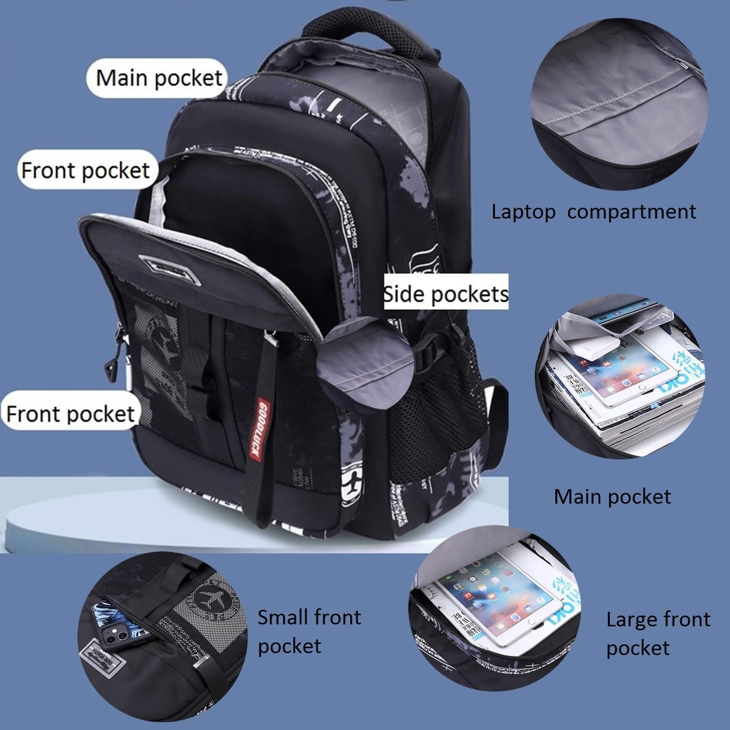 Rolling Backpack for Boys Kids School Bag with Wheels for Elementary Middle School Trolley Luggage Bookbag image number 4