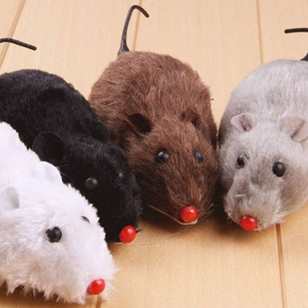 Pchnfei Furry Mice Cat Toy Wind up Toys Realistic Mouse Toys Funny Moving Toys, Cat Mice and Animals Toys Interactive Play Mouse Toy for Cat Kitten, Cat Mice Animals Toys