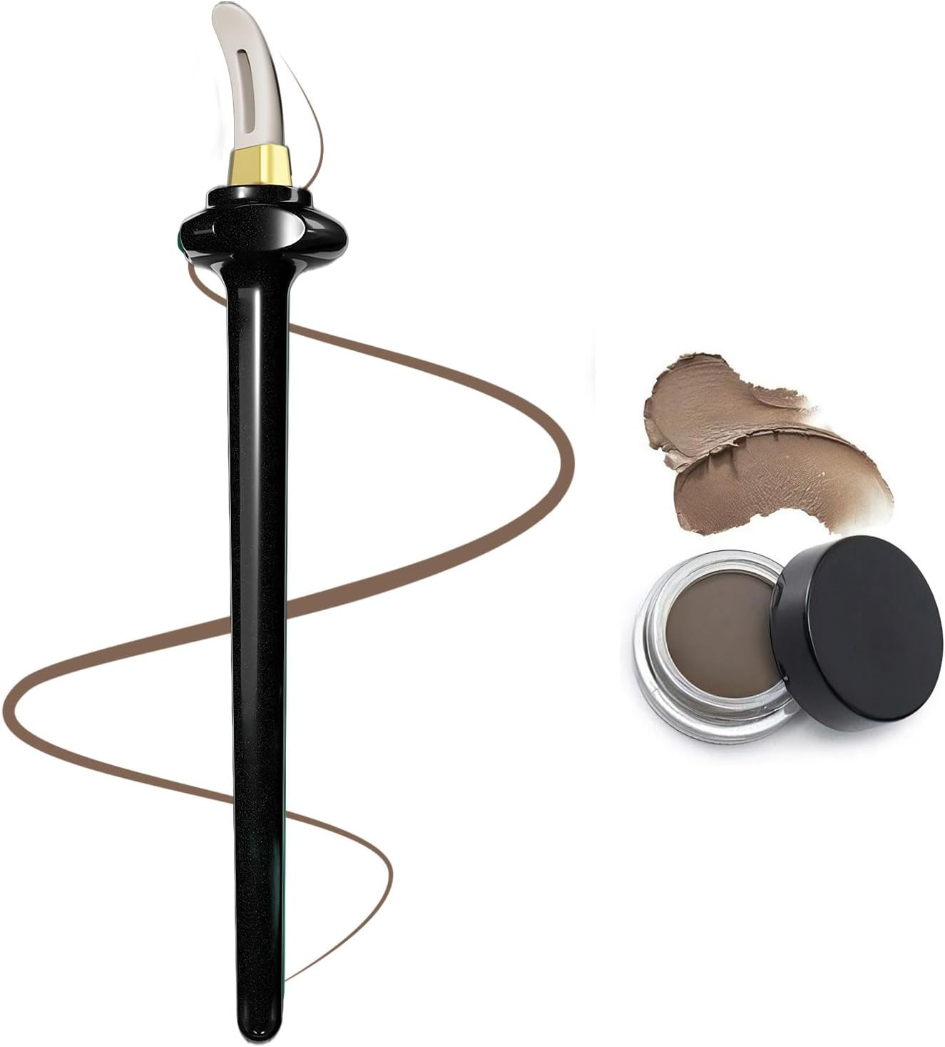 1 Set Silicone Eyeliner Tool with Eyeliner Cream, Reusable Easy No-Skip Eyeliner Gel Eyeliner Applicator Kit for Makeup Novices (Black Eyeliner Tool +Brown Eyeliner Creams) image number 1