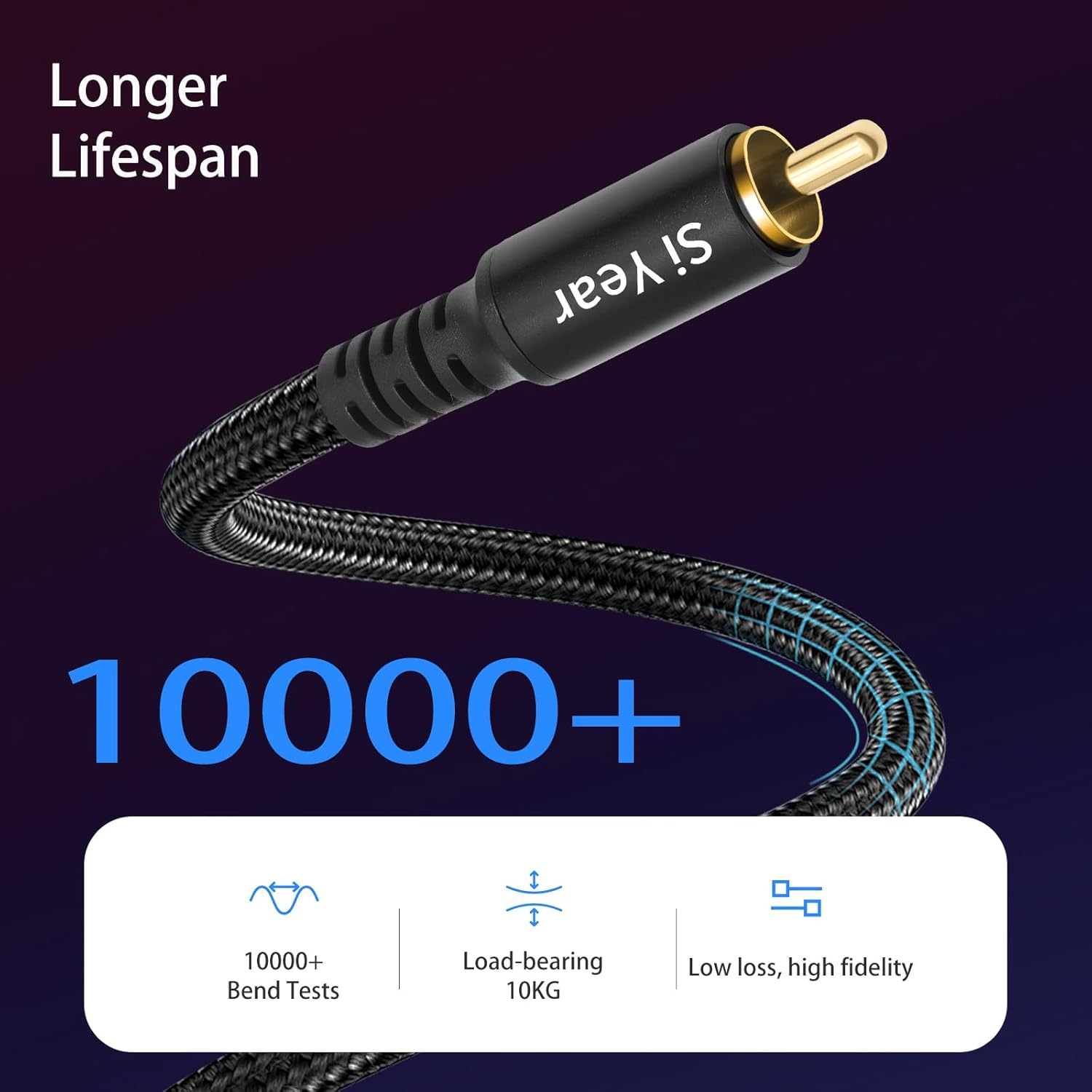 Siyear RCA Y Splitter Cable, 1 Male to 2 Male RCA Adapter Audio Cables,Subwoofer Cable for Amplifiers/Tv/Subs/Amps/Hi-Fis/Home Theater/Receivers(1M/2Pack) image number 5