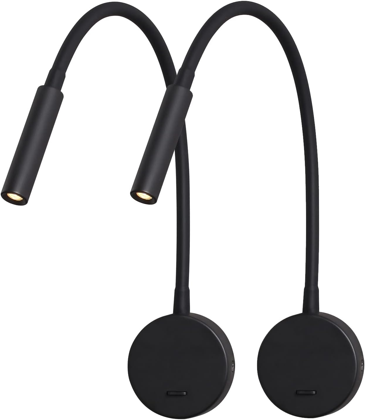 Wall Reading Lamp, DAWALIGHT Reading Light Wall Mounted 2 Pack Flexible 400Mm Gooseneck Lighting LED 3W 3000K Bedside Wall Lamp with Switch for Bedroom Living Room Books, Black image number 5