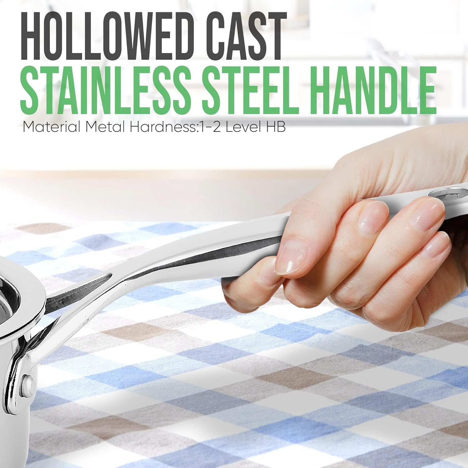 1.5-Quart Saucepan with Lid - PFOA/PFOS Free Stainless Steel Stain-Resistant Sauce Pot Kitchen Cookware W/Satin Interior, Polished Exterior, Hollowed Cast Handles - Works W/Model NCSSX45