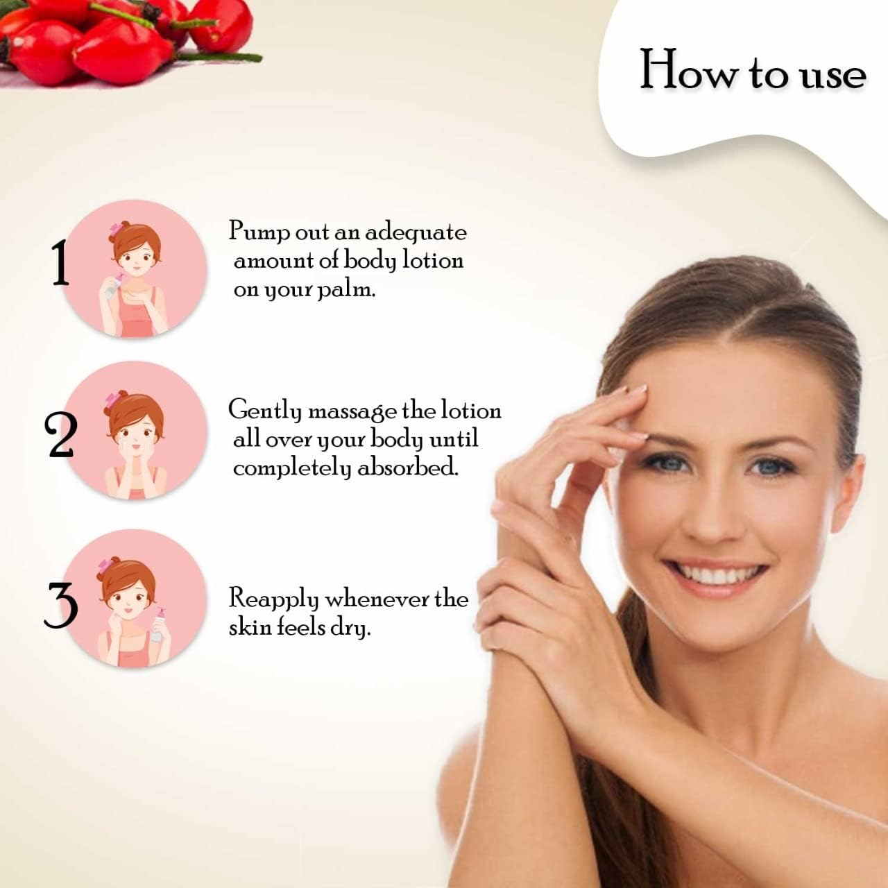 Seer Secrets Natural Rosehip & Kakadu Plum Day Lotion for Smoothing, Moisturizing & Hydrating Skin | Vitamin C & 5% Niacinamide | Better Skin Elasticity | Younger Looking Skin | Pack of 300ML image number 4