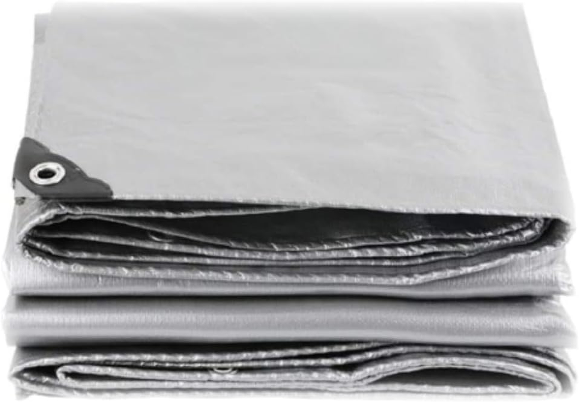 LEDON Cover Sheet Grey Tarpaulin Tarp Canvas Waterprood Camping Poly Tarps Truck 240Cm X 300Cm (8' X 10') image number 4