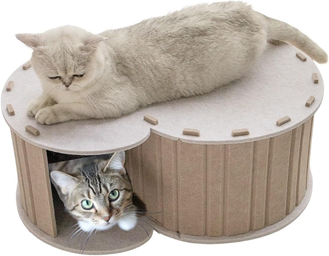 MSBC Cat Claw Sharpener, Felt House for Dogs, All Seasons, Flocked Labyrinth, CC Tunnel, Assembleable, Cute, Lightweight, Durable, Convenient Storage, Size 23.2 X 15.7 X 9.8 Inches (59 X 40 X 25 Cm image number 1