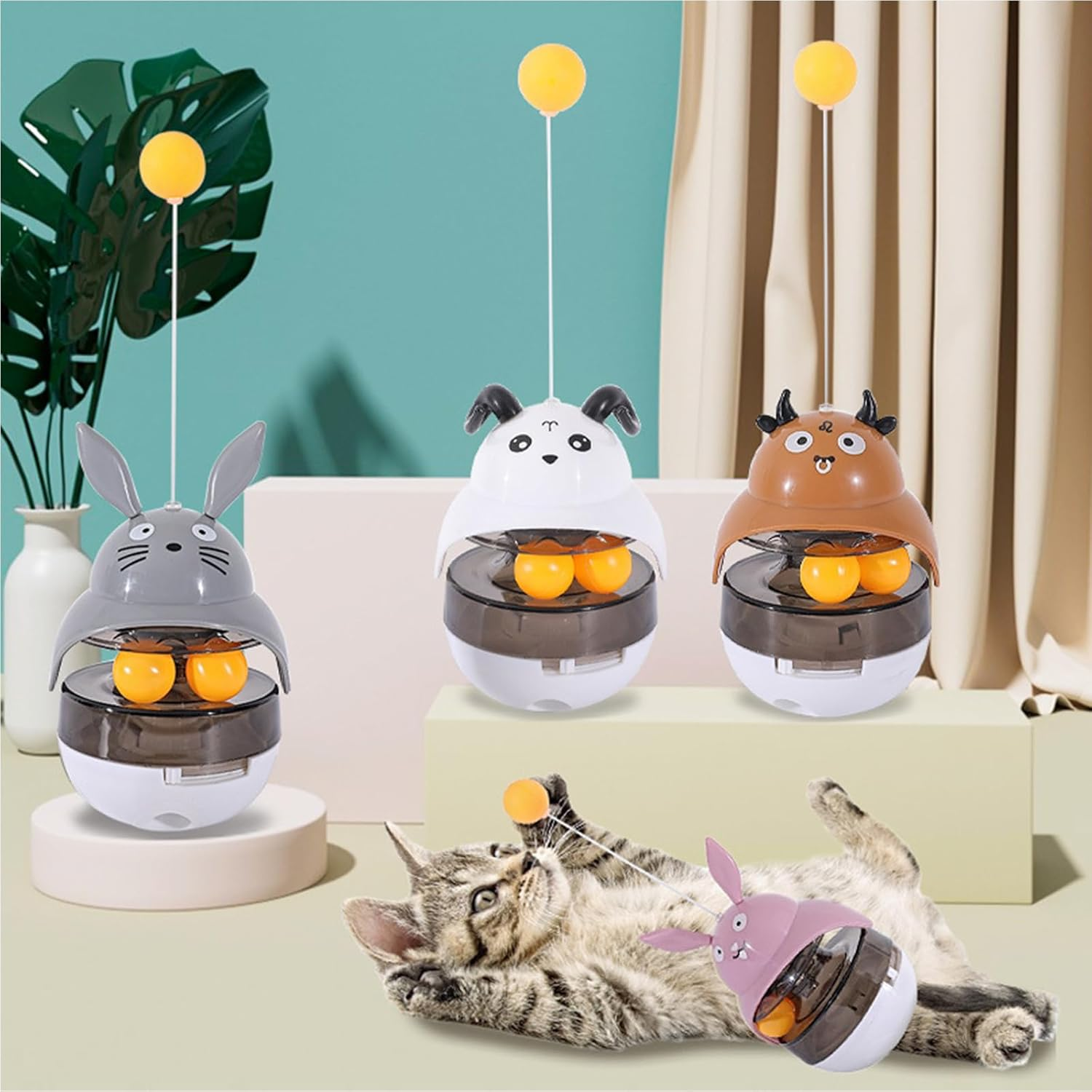 Cat Treat Puzzle, Cat Treat Dispenser Toy Cat Treat Toy, Tumbler Interactive Ball Cat Puzzle Feeder, Cat Food Puzzle Cat Food Ball Cat Snacks Temptations, Food Puzzle Toys for Cats/447 image number 6