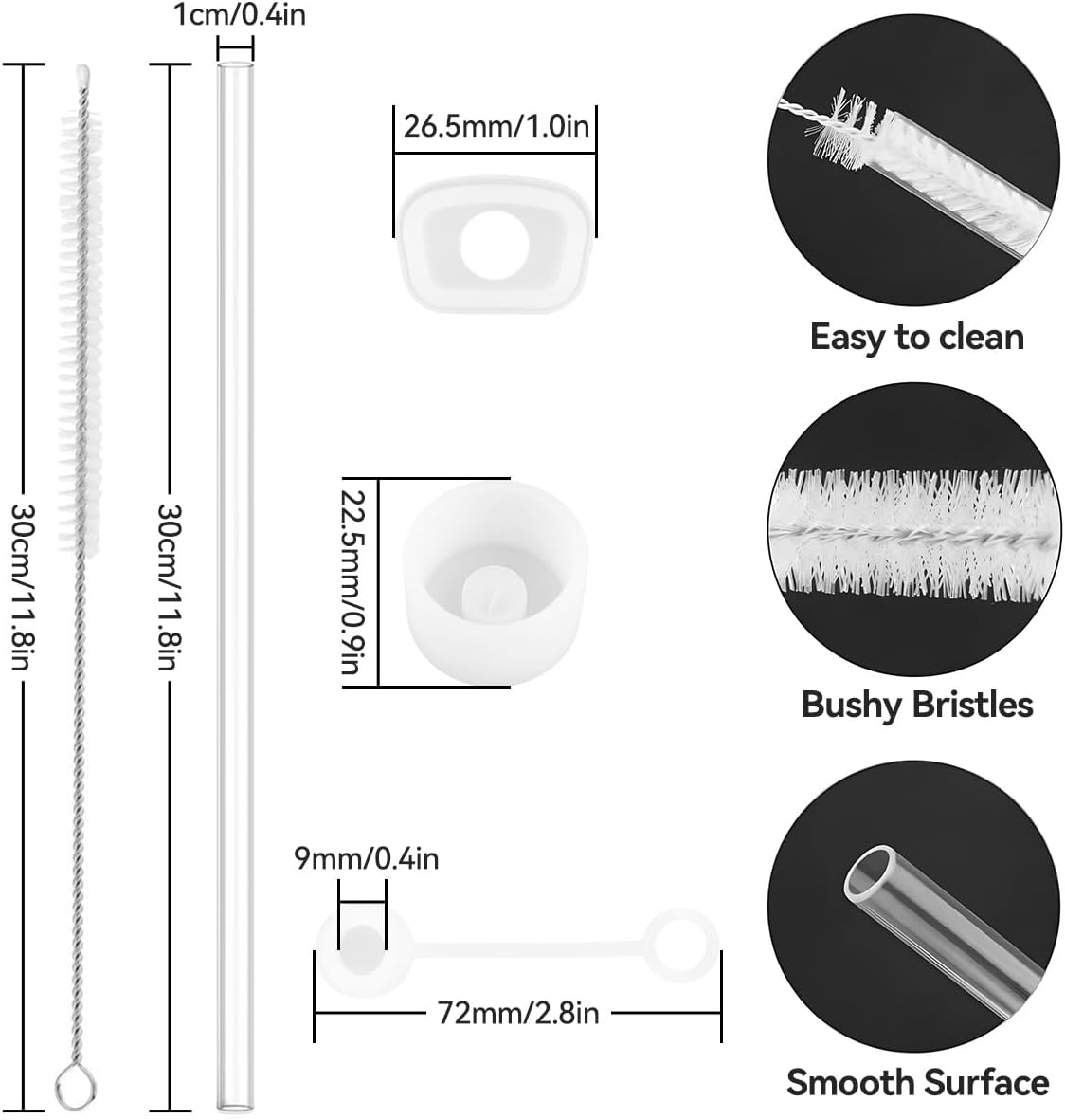 Proxima Direct Straw Cover Spill Stopper Accessories Compatible with Stanley Cup 2.0 40Oz/30Oz Include 6 Clear Straws Replacement with Cleaning Brush, 4 Leak Sproof Plug & 2 Silicone Cover Caps image number 1