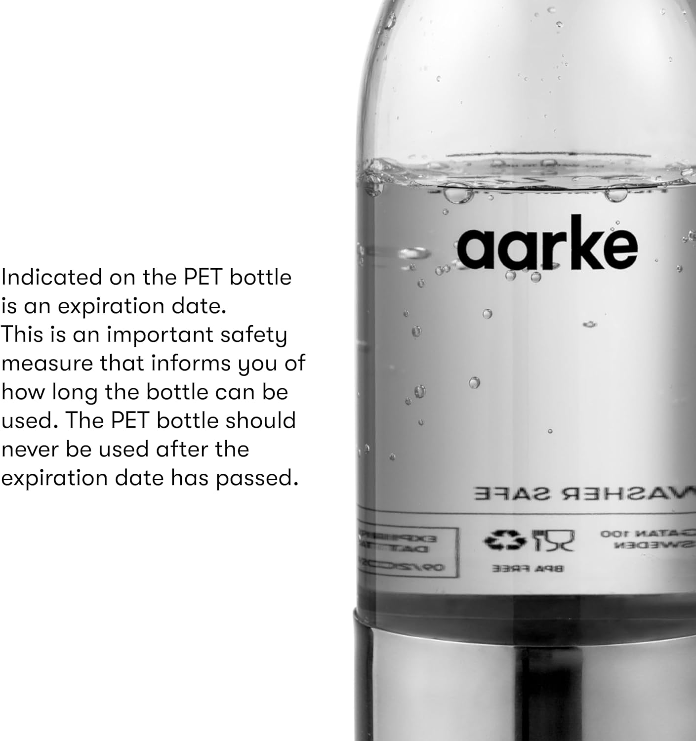 Aarke 2-Pack Small PET Bottle for Sparkling Water Maker Carbonator 3, BPA Free with Details in Steel, 450Ml, AASPB1-STEEL image number 3