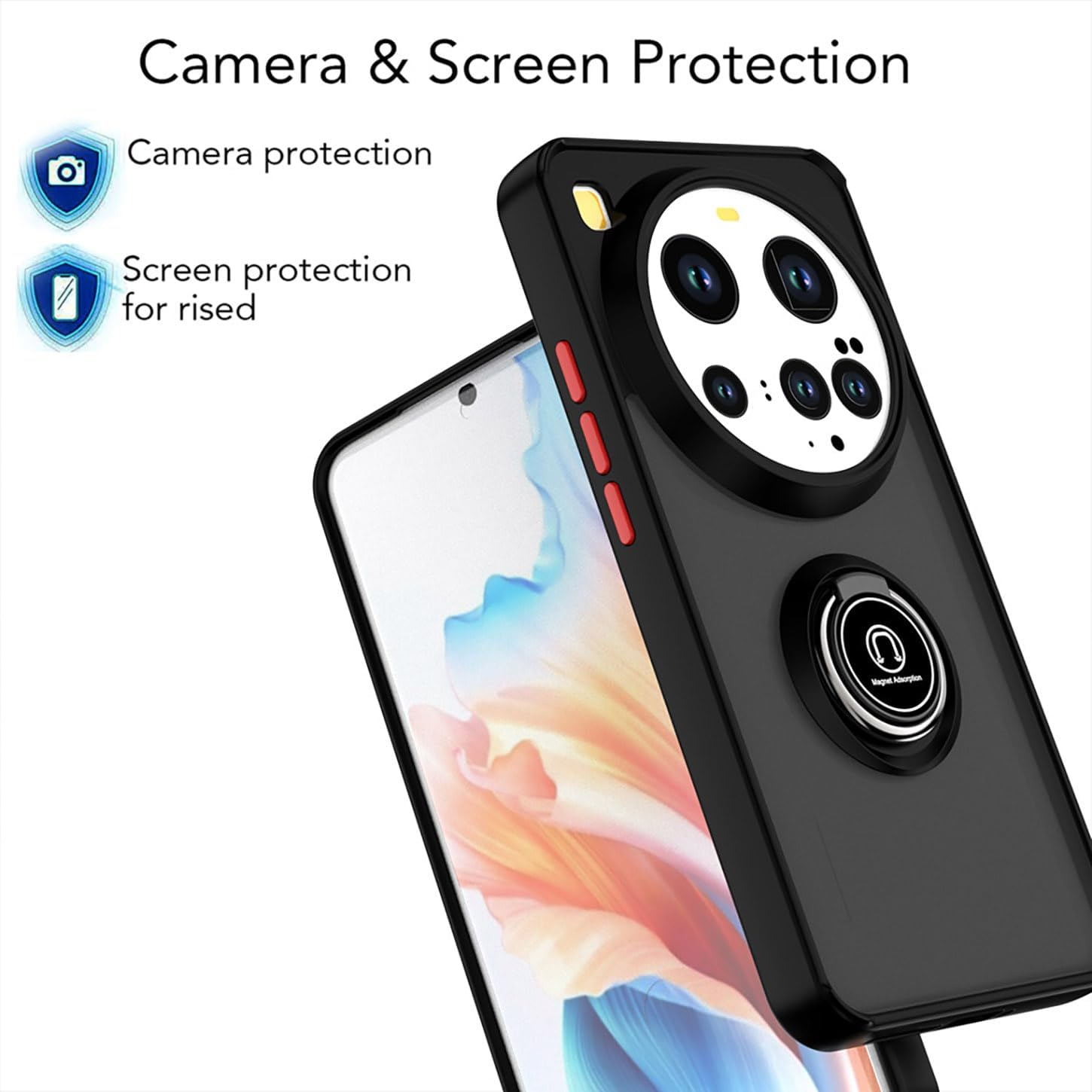 ILING Mobile Phone Case for Xiaomi 15 Ultra, Ultra Thin Shockproof Translucent Matte Hard PC Back Case, Soft Silicone TPU Bumper Protective Case with Ring Stand (Royal Blue) image number 4