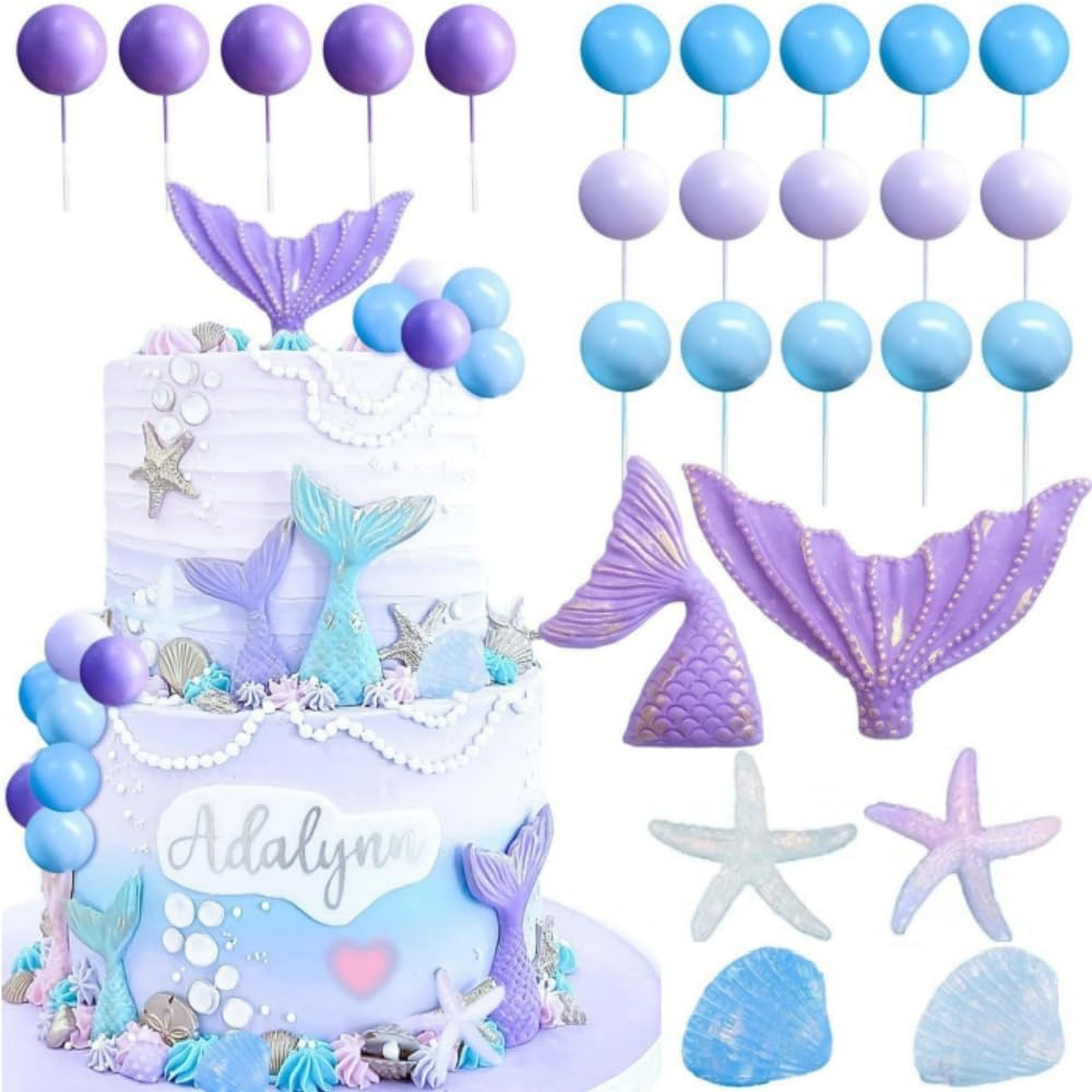 Cake Decoration Birthday Underwater Ocean Cake Ball Cake Birthday Party Accessories Cake Decoration For（Purple） image number 1