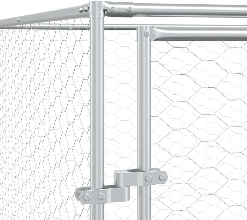Outdoor Dog Kennel Silver 2X14X2 M Galvanised Steel Pet Shelter Large Yard