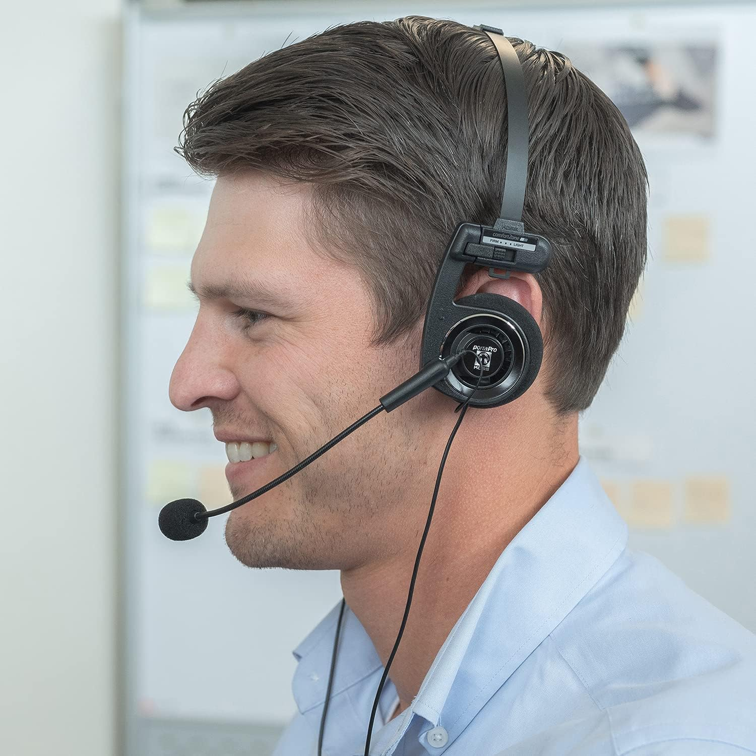 Koss Porta Pro Double-Sided On-Ear Communication Headset, Flexible, Hands-Free Electret Microphone, Collapsible Design, Wired 3.5Mm TRRS Plug, Black image number 4