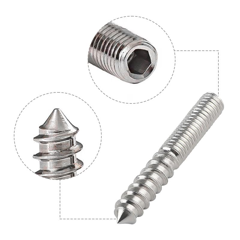 8Pcs M8X100Mm Double-Ended Threaded Bolts - Stainless Steel Dual Head Screws for Furniture Assembly, Wood Joinery & DIY Fixings image number 1
