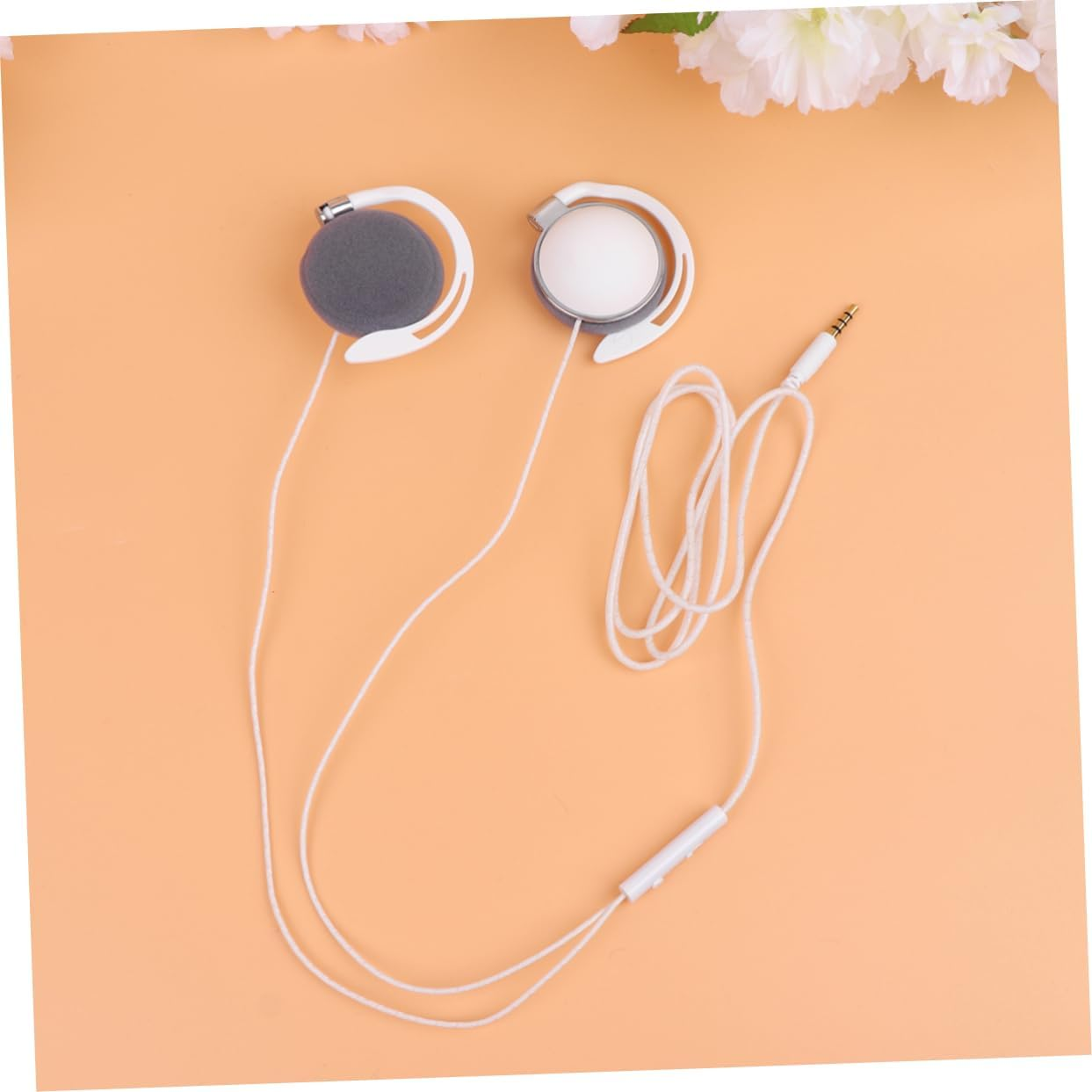 KOMBIUDA Wired Sports Earphone with Microphone White Lightweight over Ear Headset for Sweat Resistant Daily Use Noise Reduction Technology Comfortable Long Term Wear Compatible With image number 2