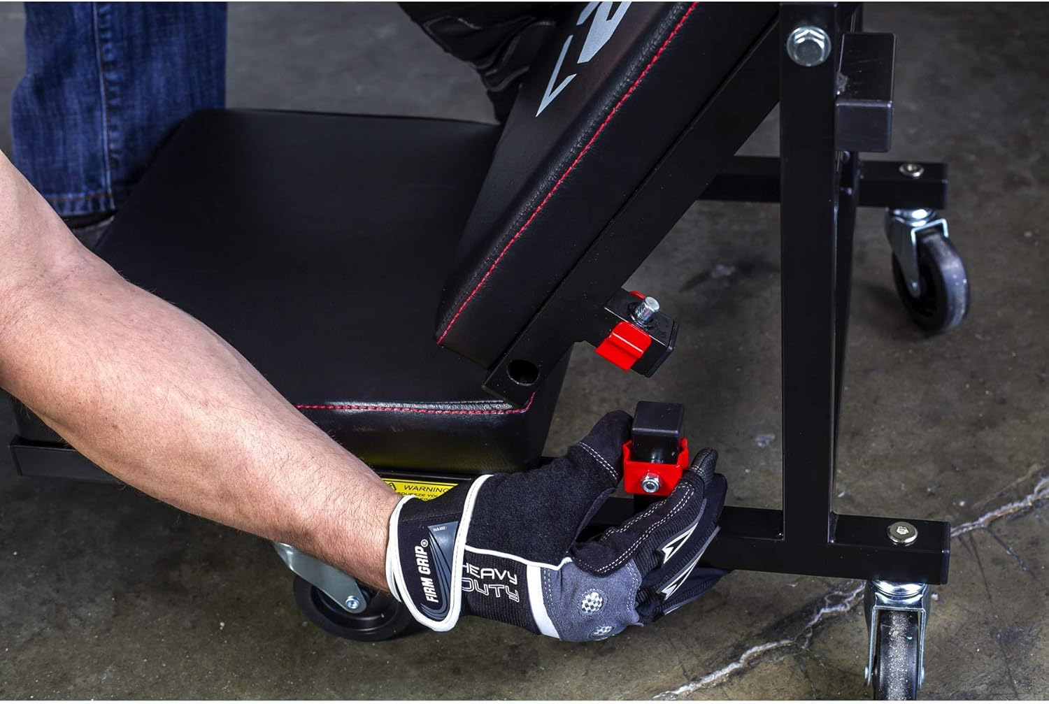 Powerbuilt 2-In-1 Rolling Creeper Seat Converts from High to Low Roller Seat, Fast, Tool-Free Conversion, Garage, Shop, Brake Jobs, Washing, Detailing, Maintenance, Thick Pad, 3-In. Casters - 240298 image number 6