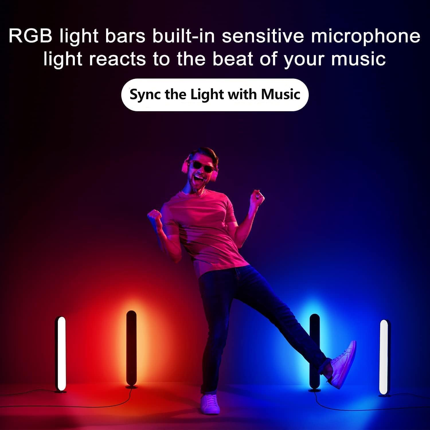 Noger Smart LED Light Bars, 10.4Inch RGBIC Wifi Gaming Lights USB Ambient Lighting with Remote, APP and Controller Control, Music Sync, TV Backlight Compatible with Alexa and Google Assistant, 2 Pack