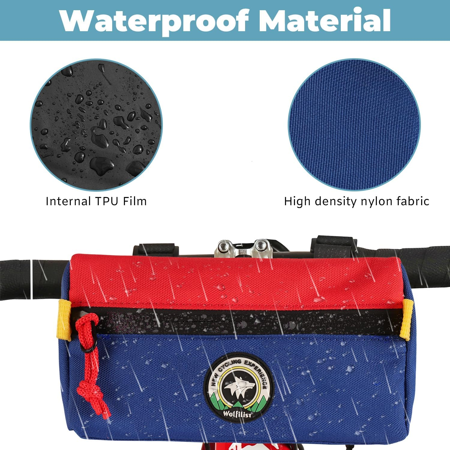 Vortika Bike Handlebar Bag, Bicycle Front Bag, Kids Handle Bar Bag, Storage Bag with Shoulder Strap for Men Women Kids Outdoor Road MTB Cycling(Blue + Red) image number 2