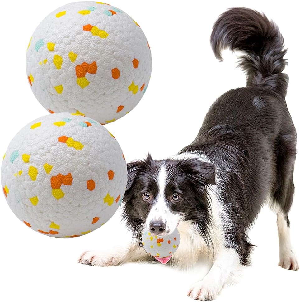 LIEVUIKEN Dog Balls Toys for Aggressive Chewers, Indestructible Bouncy Floating Balls for Dogs to Fetch, Durable Solid Rubber Ball for Training (2 PCS)