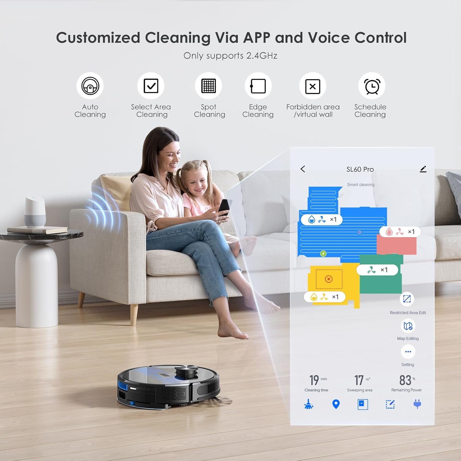 Lubluelu Robot Vacuum Cleaner with Mop,5000Pa Robot Vacuum with 2.0L Self Emptying Station,Lidar Navigation,Wifi/App/Alexa,Carpet Boost,Self-Charging,3 in 1 Robotic for Pet Hair Hard,Floor,Carpet image number 5