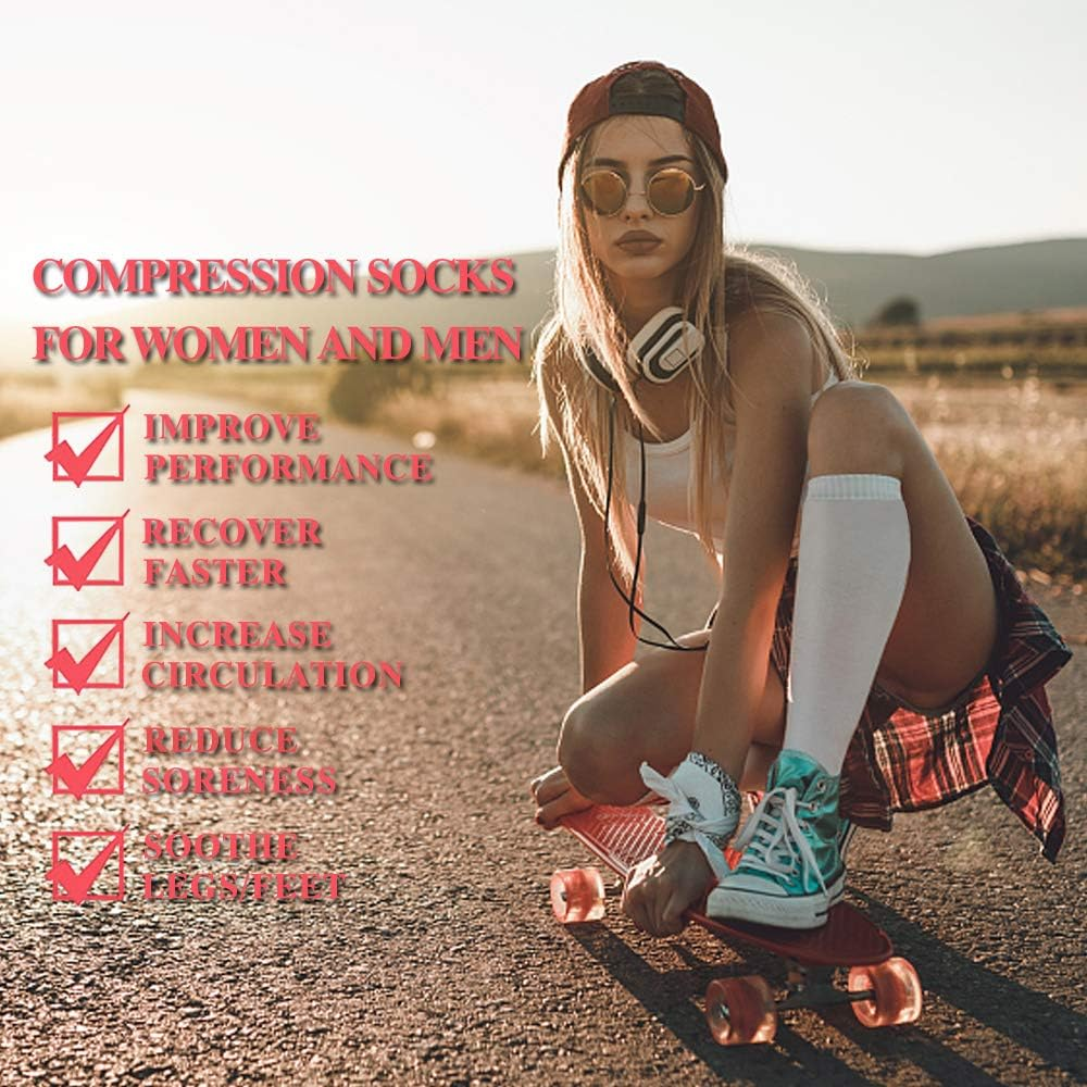 Compression Socks Women and Mens Best Stockings for Running Medical Athletic Edema Diabetic Varicose Veins Travel Pregnancy Shin Splints image number 6