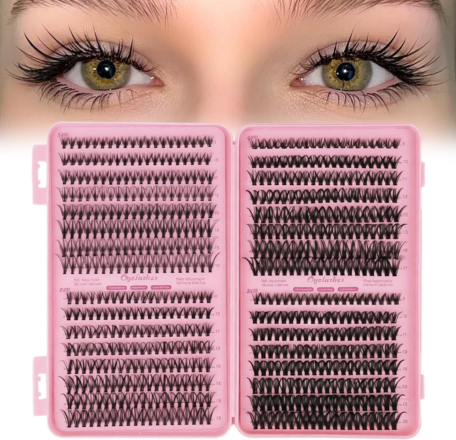 Cluster Lashes, Lash Clusters Kit & Natural Curl Eyelash, 20D/30D/40D/50D Soft Eyelash Faux Eyelashes for DIY & Salon Use, 320Pcs image number 2