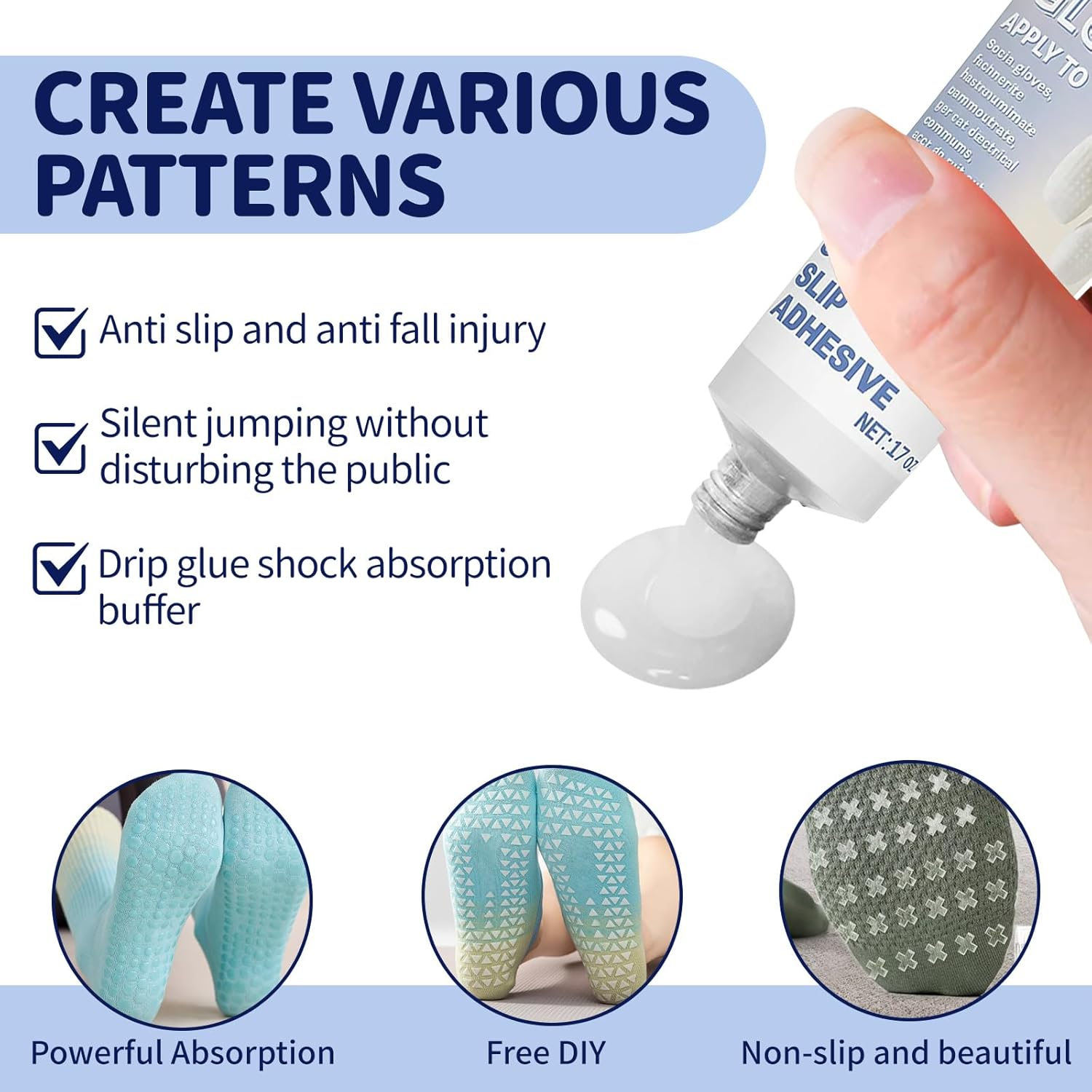 Anti Slip Sock Glue, 3.4 Oz Fabric Paint for Non-Slip Socks, Transparent Washable Non-Slip Adhesive, Suitable for Socks, Floor Mats, Blankets, Hangers, Etc image number 6