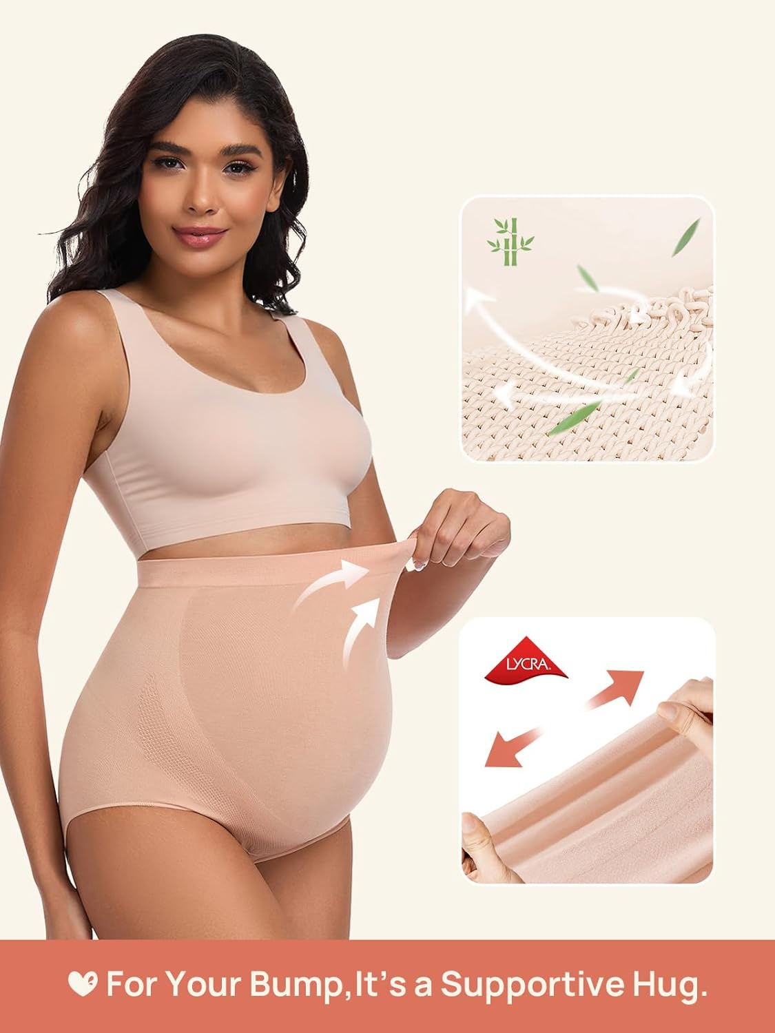 Summer Mae Maternity Underwear Soft Breathable High-Waist Pregnancy Seamless over Bump Panties for Women image number 2