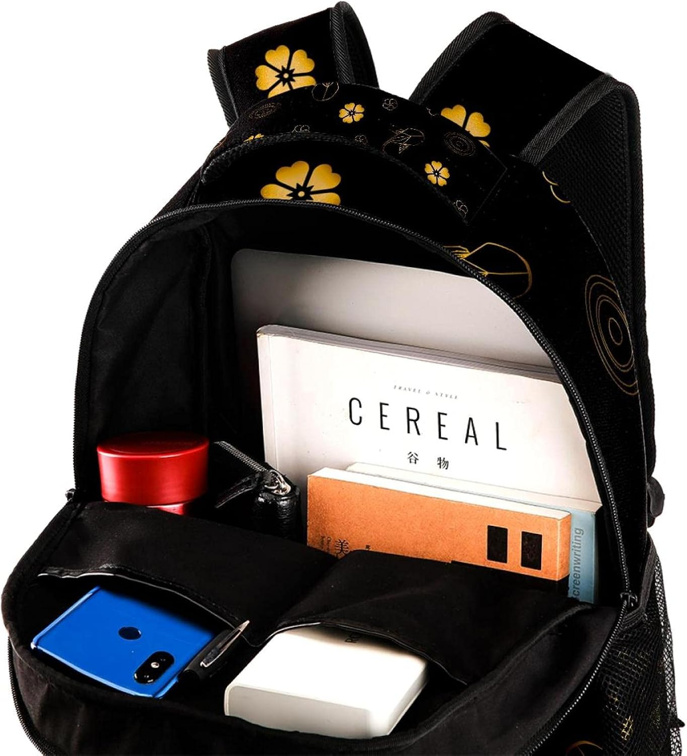 Golden Fish and Cherry Blossoms Backpack Students Shoulder Bags Travel Bag College School Tote Backpacks