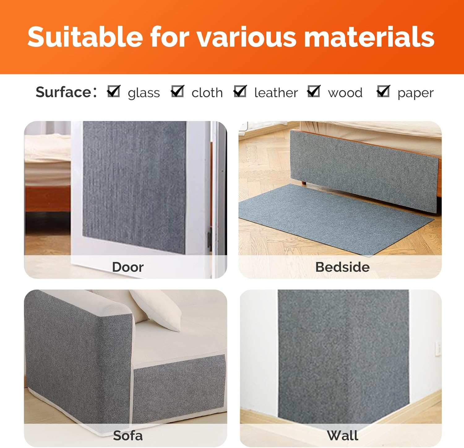 Pack of 2 Cat Scratching Mat, Self-Adhesive, 30 X 100 Cm, Scratching Mat for Cats, Cat Scratching Mat, DIY Cut to Size, Self-Adhesive Carpet, Cat Mat Underlay for Furniture, Couch, Sofa, Wall, Door