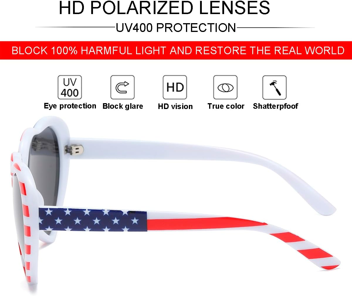 JOVAKIT Polarized Heart Shaped Sunglasses for Women Vintage Fashion Lovely Retro Oversized Eyeglasses UV400 Protection Lens - 063 Chocolate/Brown image number 2