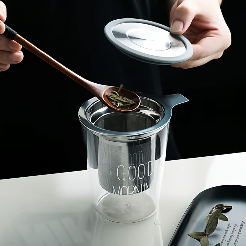 2 Pack Tea Infuser with Scoop, Extra Fine Mesh Tea Strainer with Silicone Lid, 304 Stainless Steel Tea Infusers for Loose Tea, Tea Steeper Basket Filter for Teapot, Mug, Cup