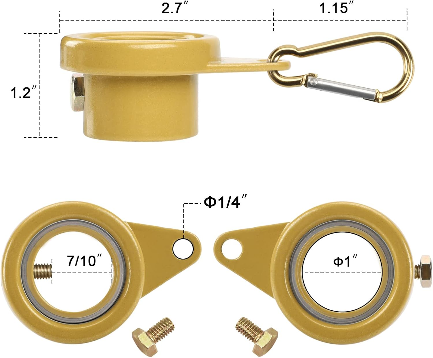 MOFEEZ Flagpole Rotating Clips Swivel Rings, Anti-Wrap Tangle Free with Bearings for 7/10-1" Diameter Flagpole (2Sets-Gold) image number 6