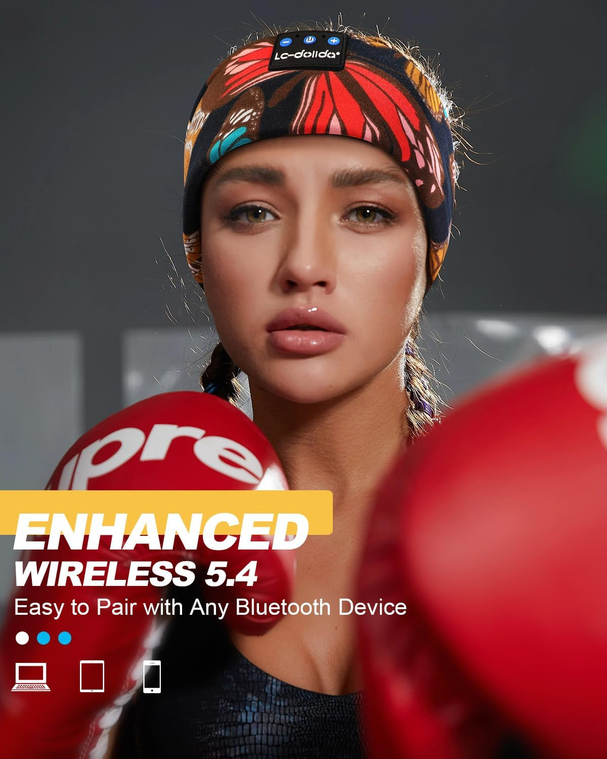 Lc-Dolida Sleep Mask with Bluetooth Headphones, Painting Sleep Headphones Bluetooth Headband for Sleeping Sports Sleep Mask for Side Sleeper, Best Gift and Travel Essentials image number 3