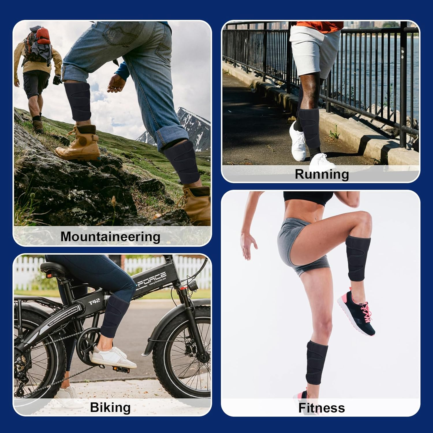 Calf Support Brace 2 Pack Adjustable Shin Splint Compression Sleeve - Calf Support Bandage with Adjustable Shin Compression Wrap for Leg Pain Relief image number 5