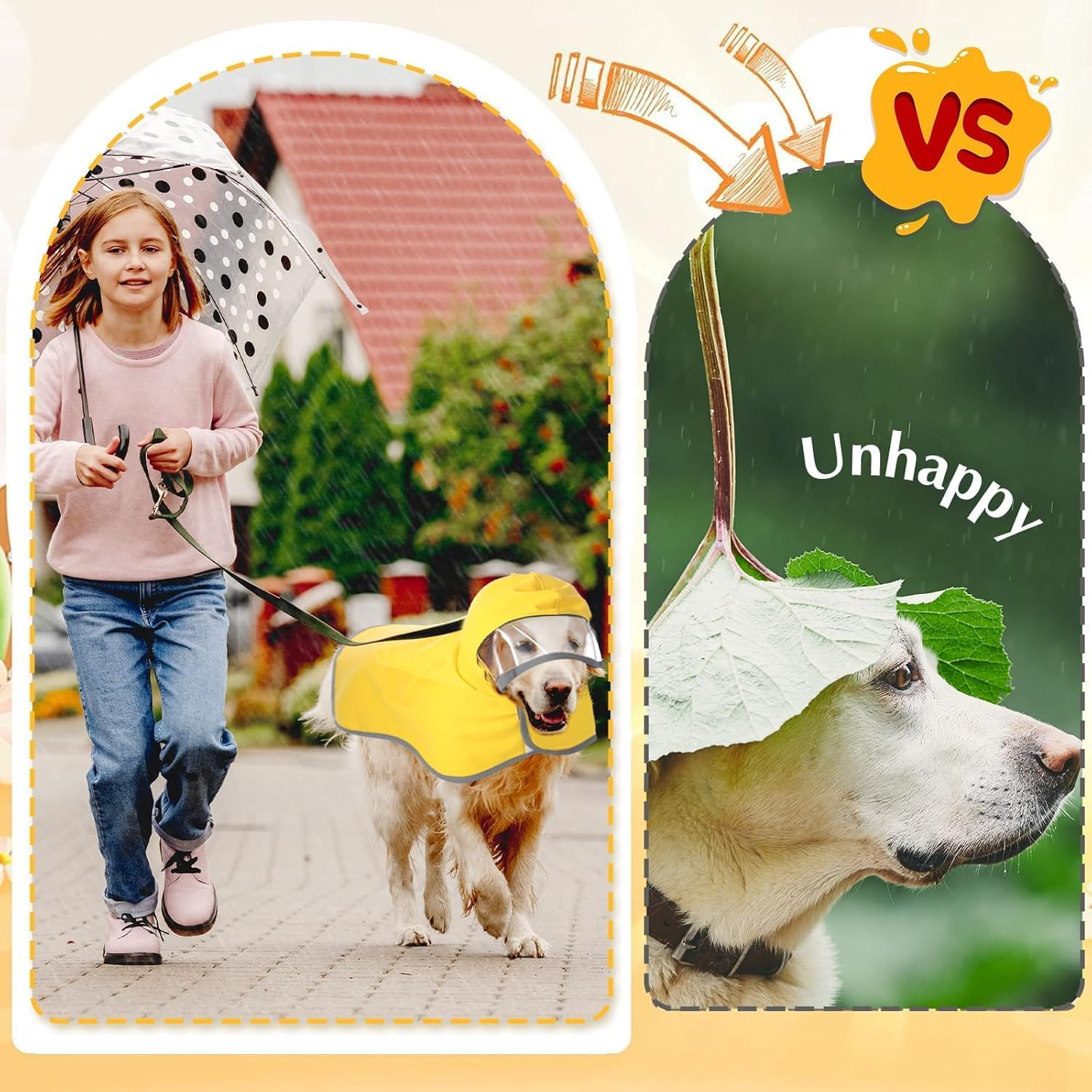 Adjustable Waterproof Dog Raincoat Slicker Poncho for Small and Medium Dogs Puppies, with Transparent Hooded Double Layer, with Reflective Edges and Foldable Storage Bag (Yellow, M) image number 5