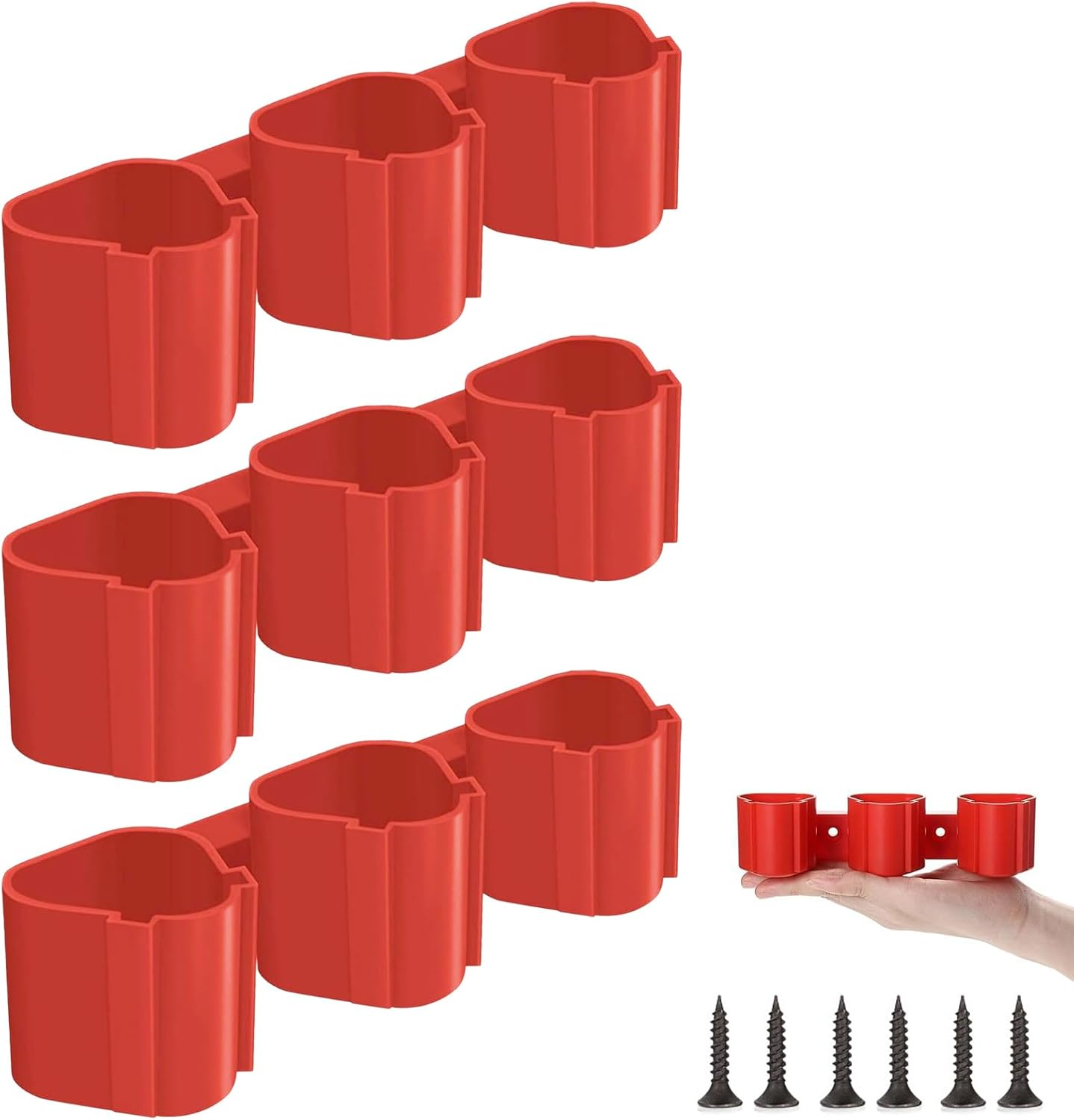 3Pcs 3-In-1 Battery Holders Compatible with Milwaukee M12 - Universal Battery Storage Holder for Milwaukee M12/Makita/Bosch 12V Batteries, Heavy Duty Tool Battery Organizer with Slots image number 2