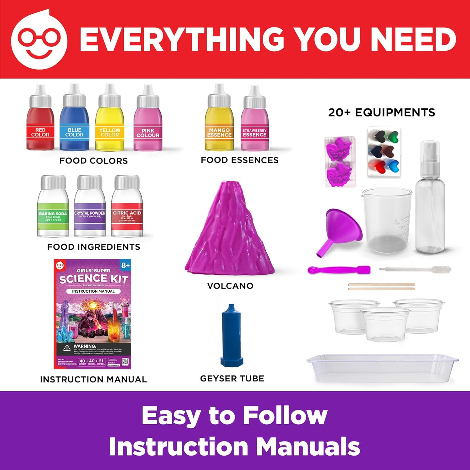 Doctor Jupiter Girls Super Science Kit for Kids Ages 6-8-10-12 | Easter, Birthday Gift Ideas for 6,7,8,9,10,11,12 Year Old Girls | STEM Learning & Educational Toys with 100+ Experiments image number 3