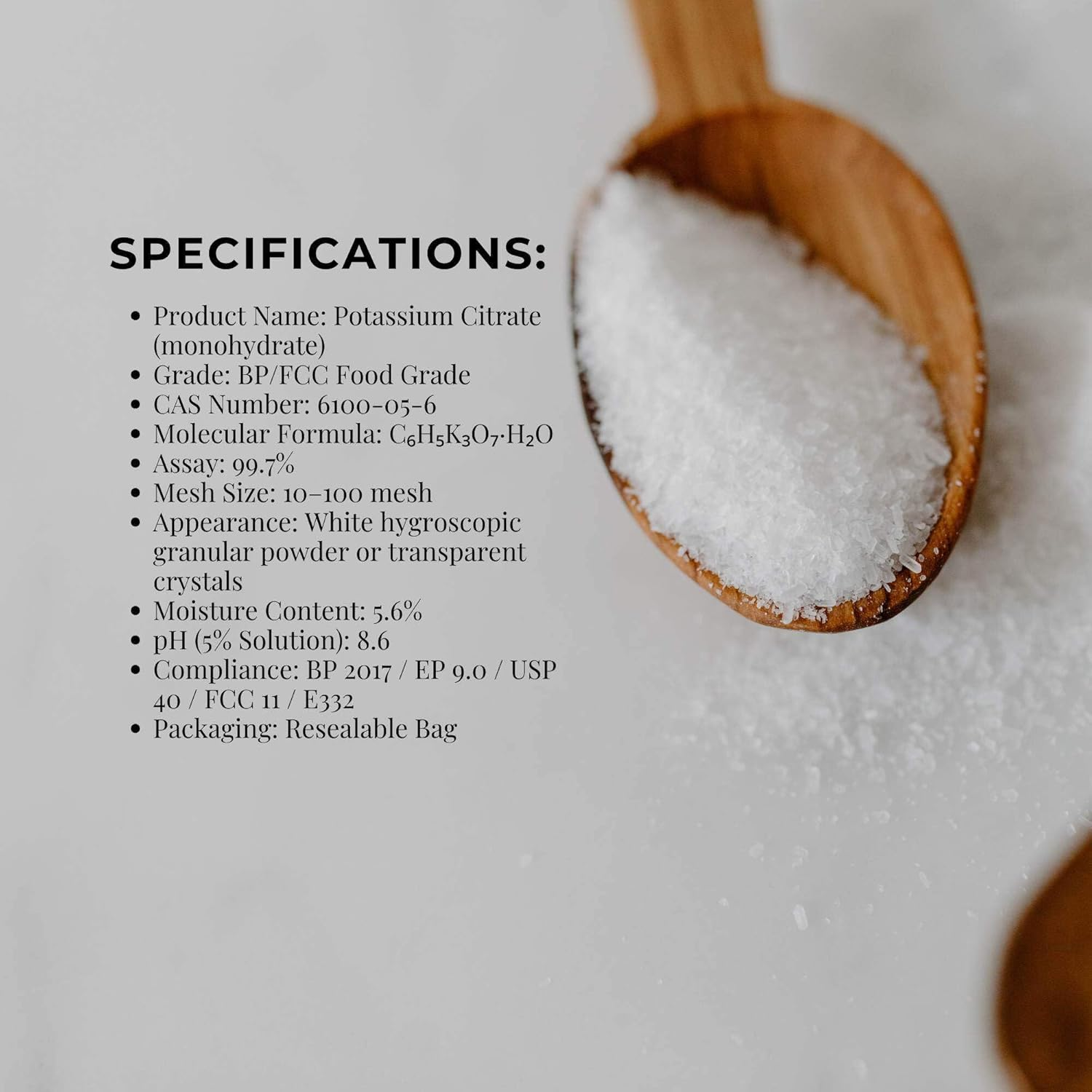 Orku 1Kg Potassium Citrate Food Grade - Granular BP USP FCC E332 Additive image number 2