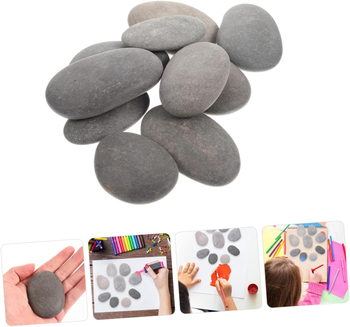 ULDIGI 20Pcs Natural Smooth Pebbles for Painting DIY Craft Stones for Creative Projects Polished River Rocks for Boy Girl and Adults Safe for Painting Decorating image number 4