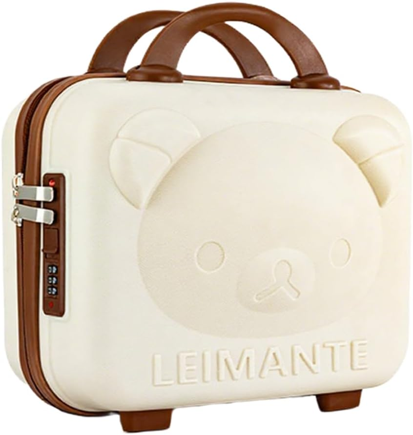 Hard Shell Makeup Case Organizer, Portable Mini Suitcase with Combination Locks and Elastic Band, Small Travel Hand Luggage Cosmetic Case for Women Girl