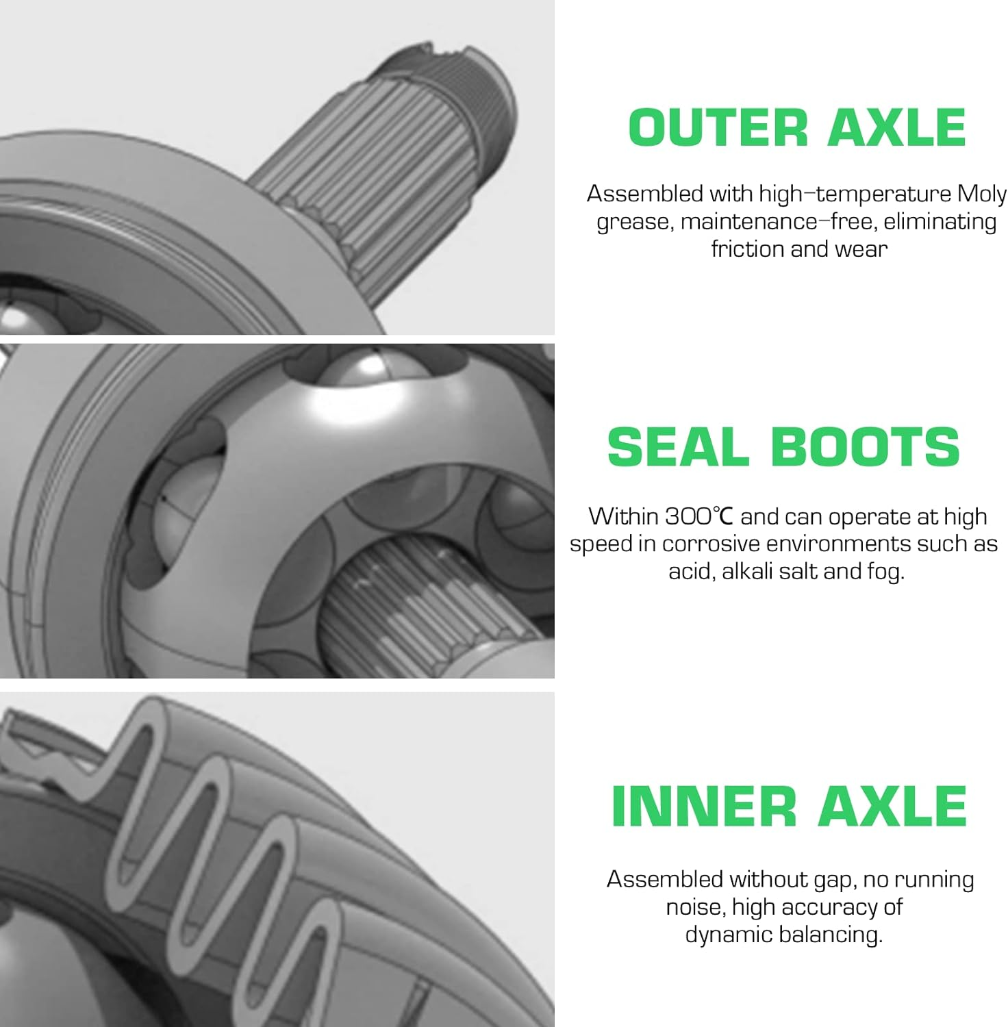 Youxmoto Front CV Axle Fit for Polaris Ranger 570 900 / XP 1000 (Crew Full-Size EPS) 2014 2015 2016 2017 2019 2020; for Ranger RZR 800 S / 4 800 09-14, Left/Right CV AXLE Drive Shaft, for 1332637 image number 3