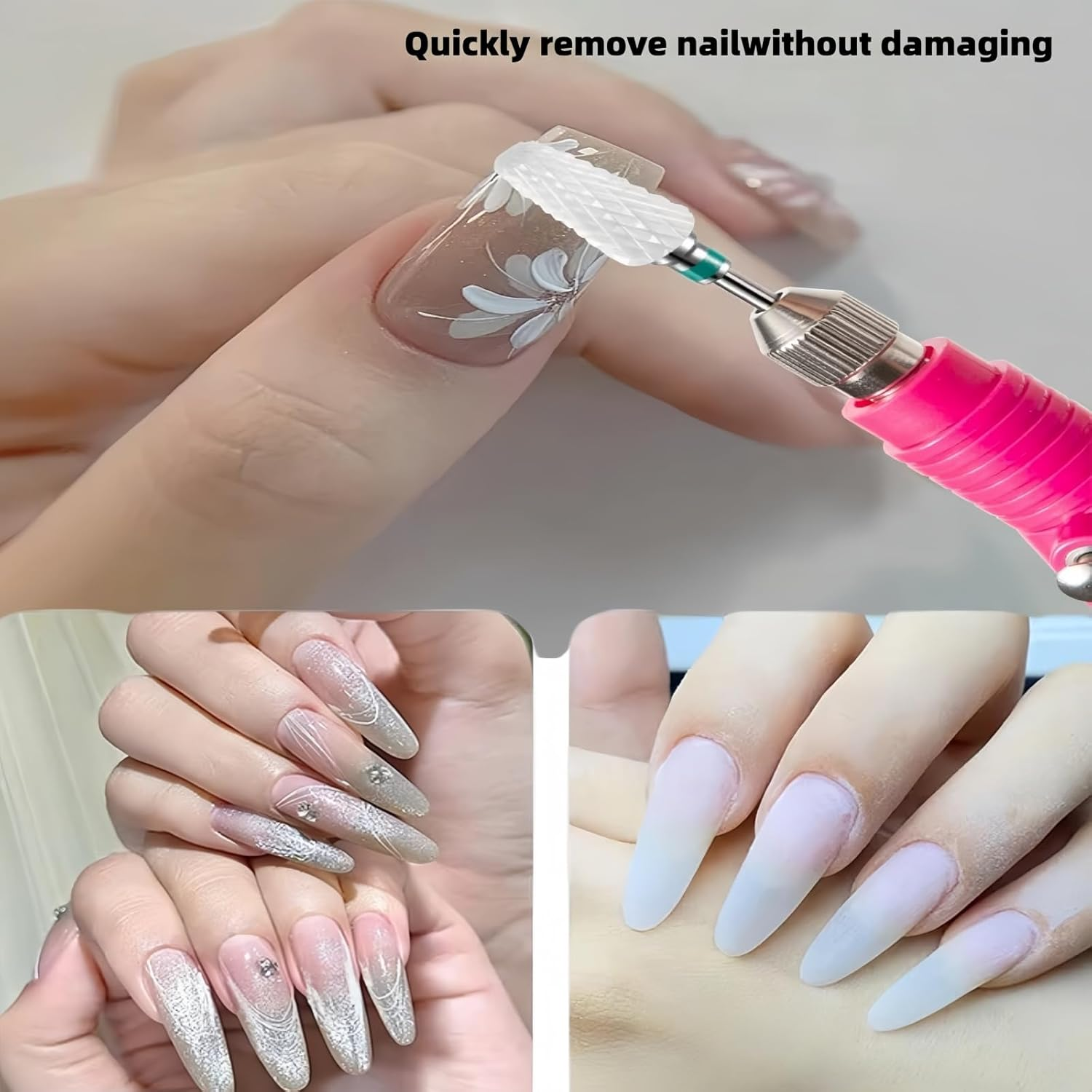 11 Pcs Professional Ceramic Nail Drill Bits Set，For Acrylic Gel Nails, Cuticle Care, Filing & Polishing, Fits Most Efile Machines image number 3