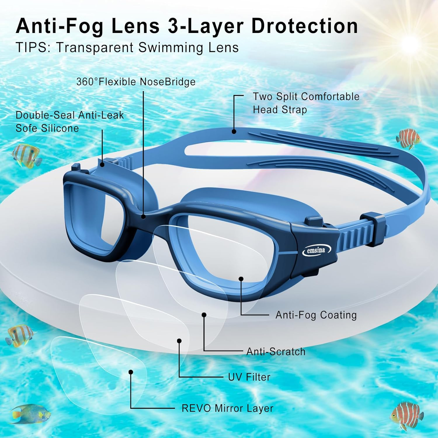 Kids Swim Goggles,Super Anti-Fog Swimming Goggles for Kids Age 7-12 Boys and Girls image number 4
