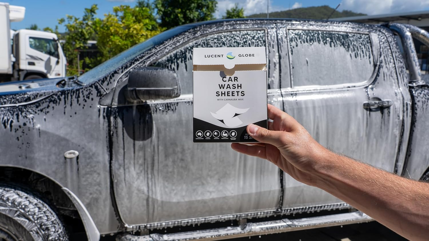 Lucent Globe Car Wash Sheets &ndash; Makes a Liquid. Eco-Friendly, Plastic-Free & Ph Neutral Car Soap | Ultra-Concentrated Biodegradable Wash with Carnauba Wax | No Dyes or Toxic Chemicals (15 Sheets) image number 4