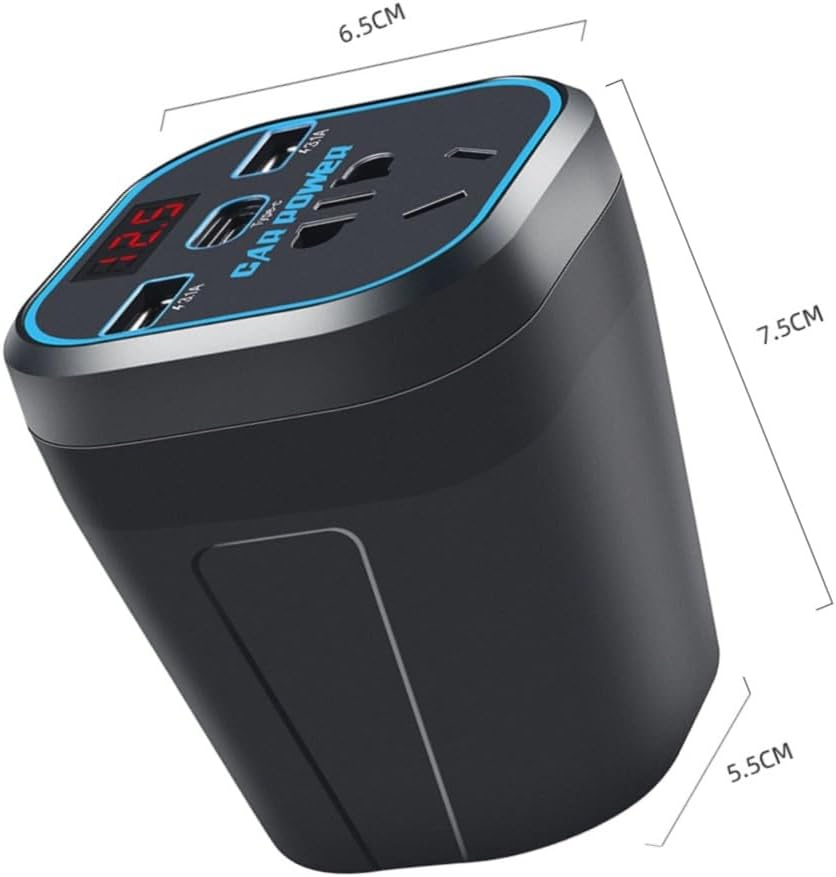 Portable Car Powers Inverter Car Converter Car Powers Outlet Adapter Car Charger Inverter,12V-240V Inverter Lighter, 2USB Ports Type C Invert to Charge Laptop, Tablet, Consoles image number 2