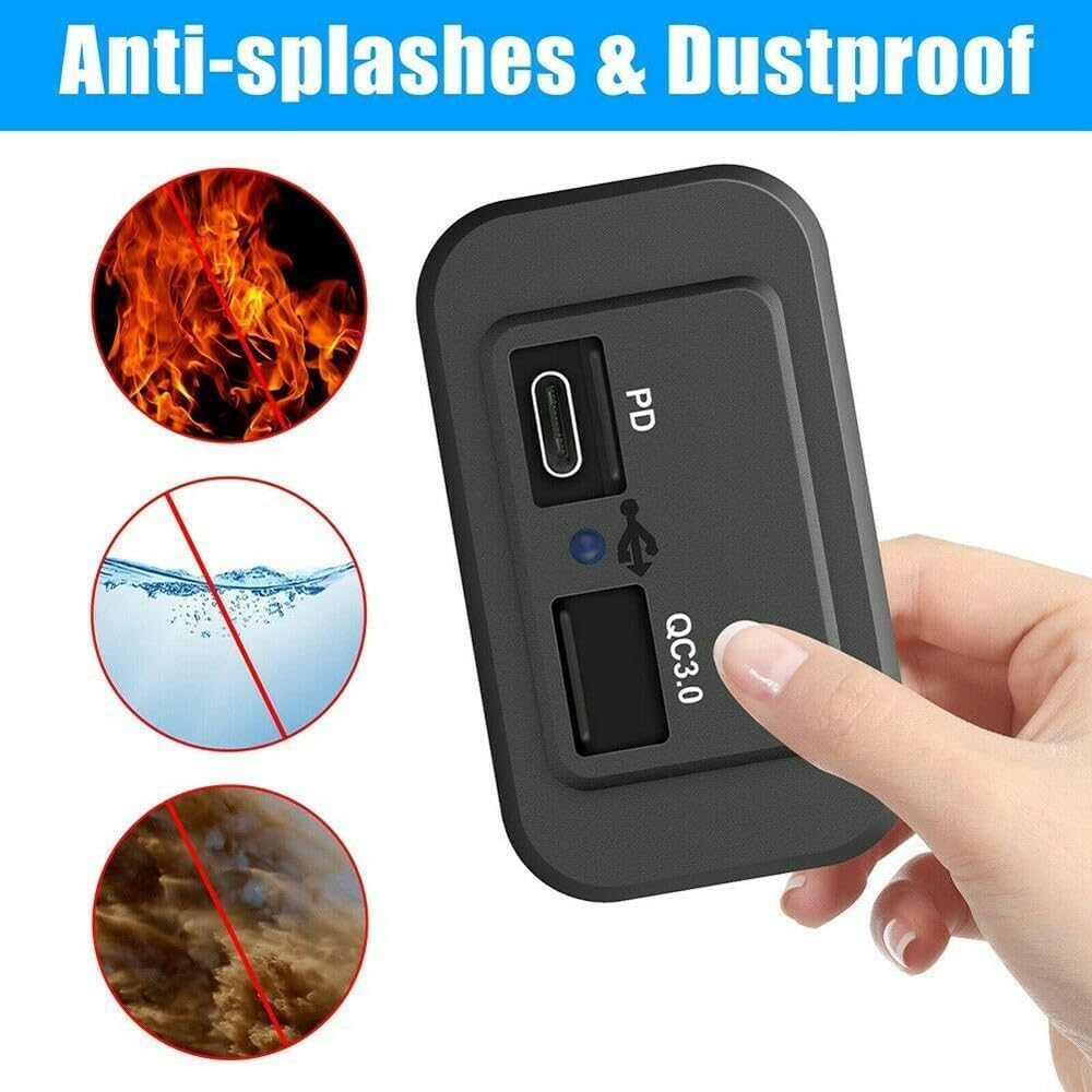 Fast Charger Socket Power Outlet Waterproof 12/24V PD+QC3.0 Dual USB Port Car RV image number 1